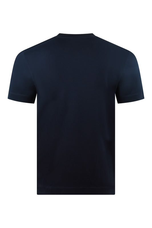 Zattura Supima Cotton Short Sleeve High Collar T-shirt (Navy)