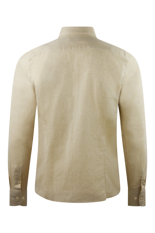 Zattura Cotton & Linen Long Sleeve Shirt (Beige)