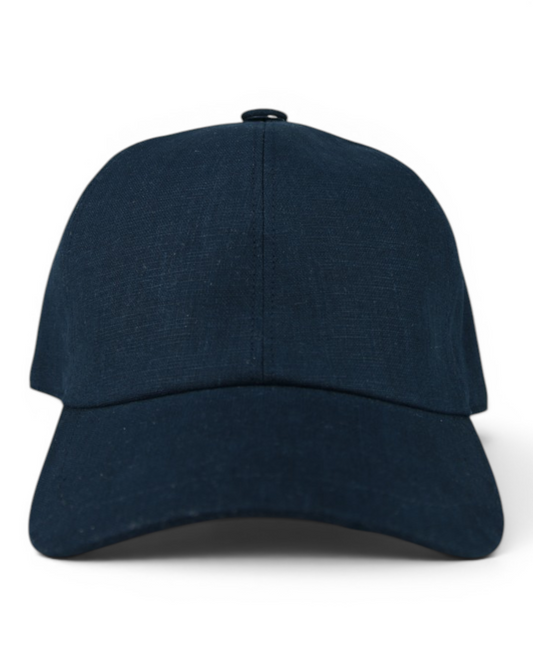 Zattura Elasticated Linen Baseball Cap (Navy Blue)