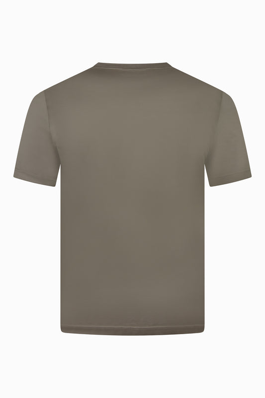 Zattura High Collar Mercerised Short Sleeve T-Shirt (Taupe Brown)