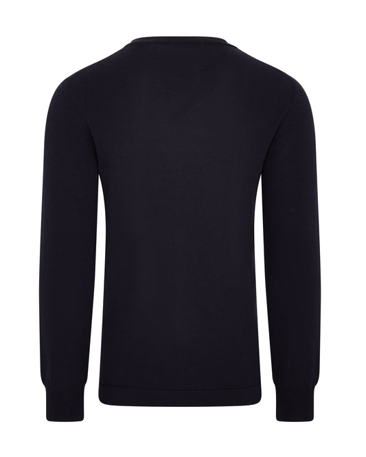 Travel Wool Crew Neck Knit (Navy)