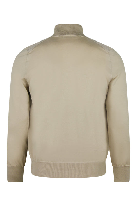 Zattura Alcantara & Knitted Button Bomber Jacket (Chantilly White)