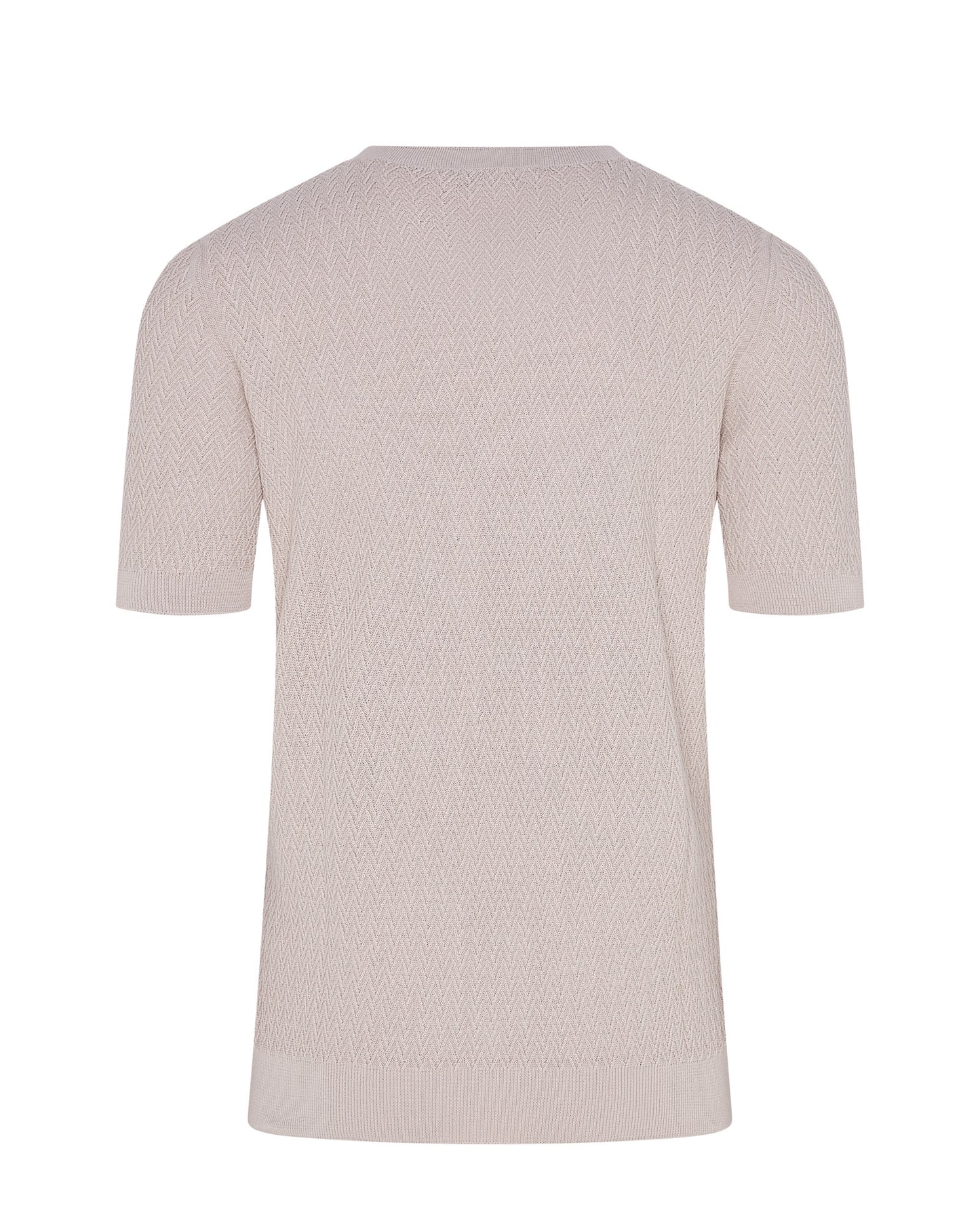 Short Sleeve Crew Neck Textured Knit T-shirt (Beige)