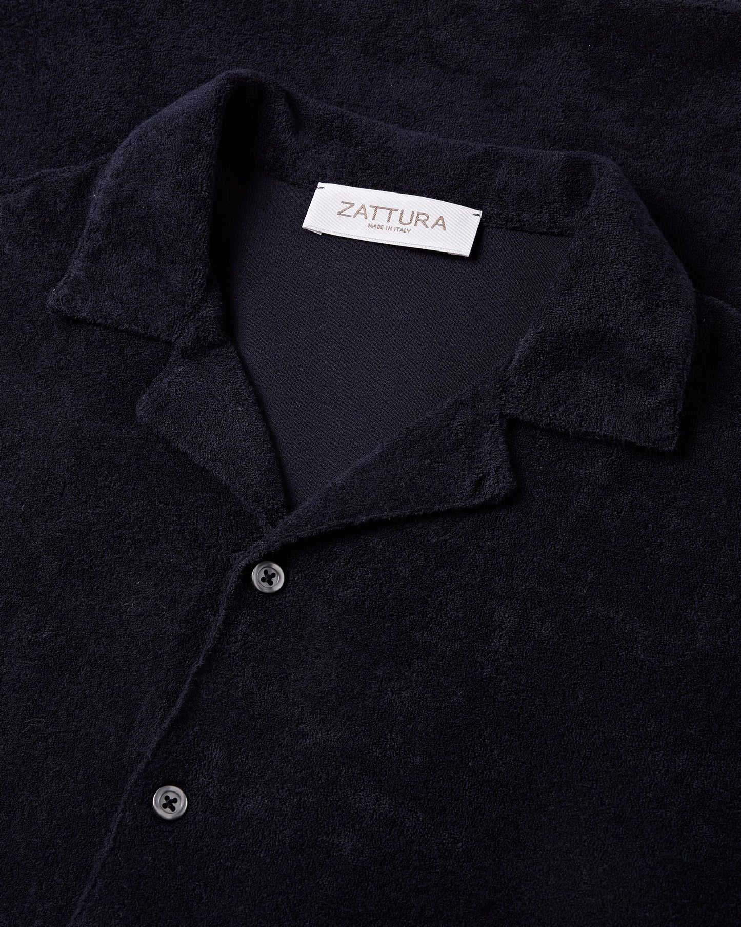 Terry Towelling Short Sleeve Shirt (Navy)