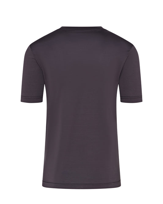 High Collar Short Sleeve Mercerised T-shirt (Carbon)
