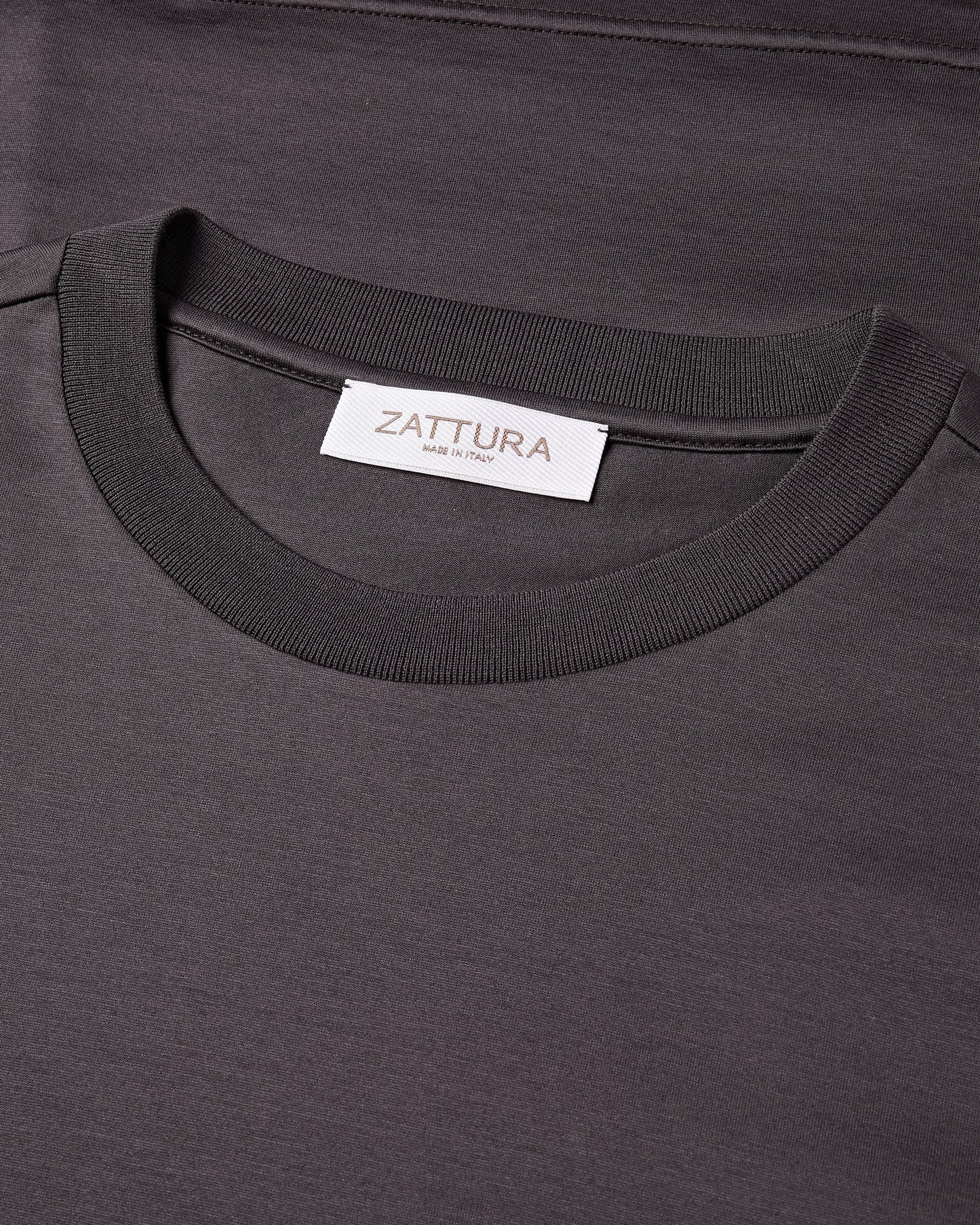 High Collar Short Sleeve Mercerised T-shirt (Carbon)
