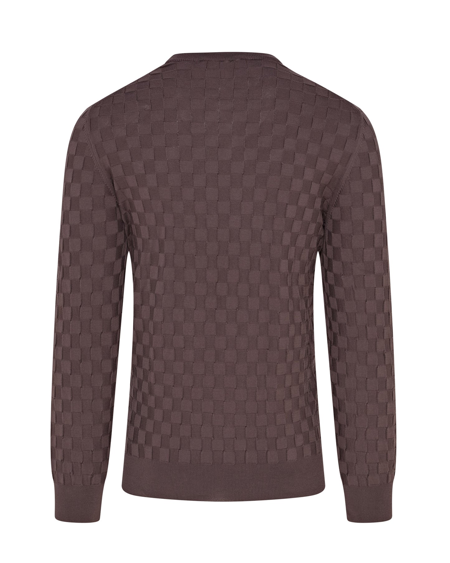 Long Sleeve Check Knit Jumper (Brown)