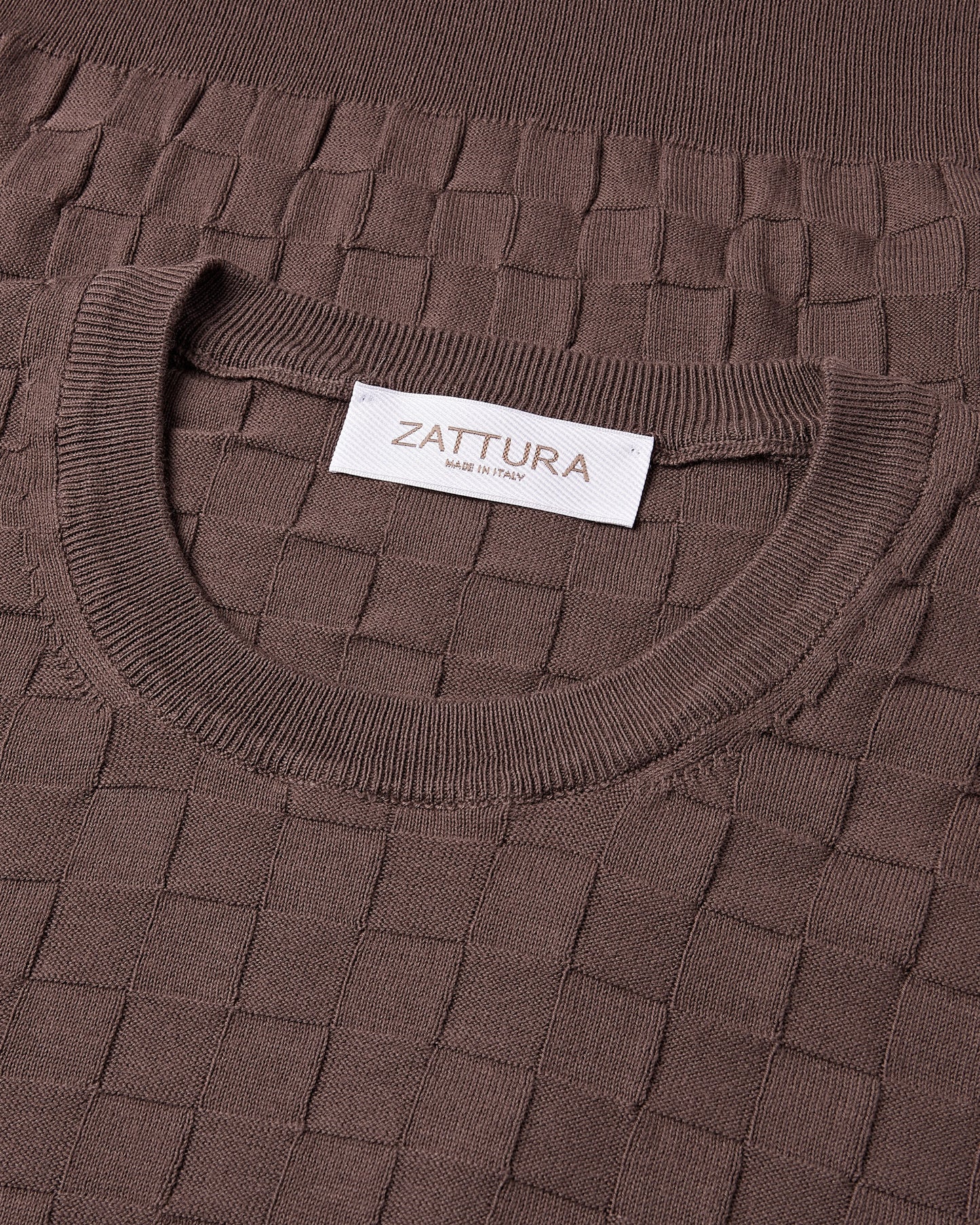 Long Sleeve Check Knit Jumper (Brown)