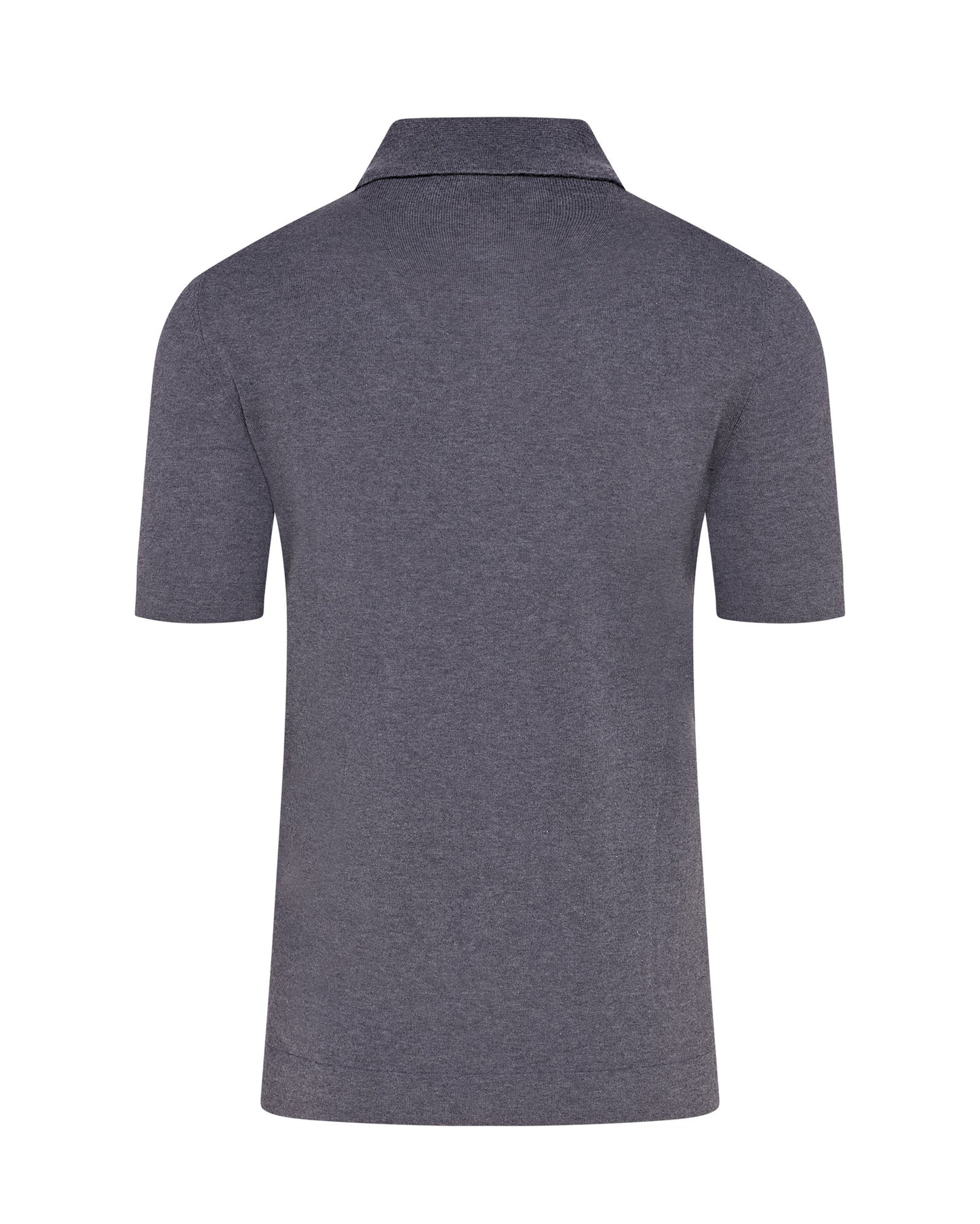Knitted Short Sleeve Contrast Lined Button Polo (Gunmetal Grey)