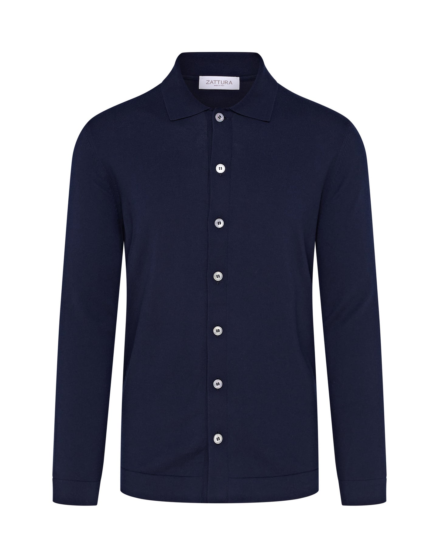 Knitted Button Up Shirt (Navy)