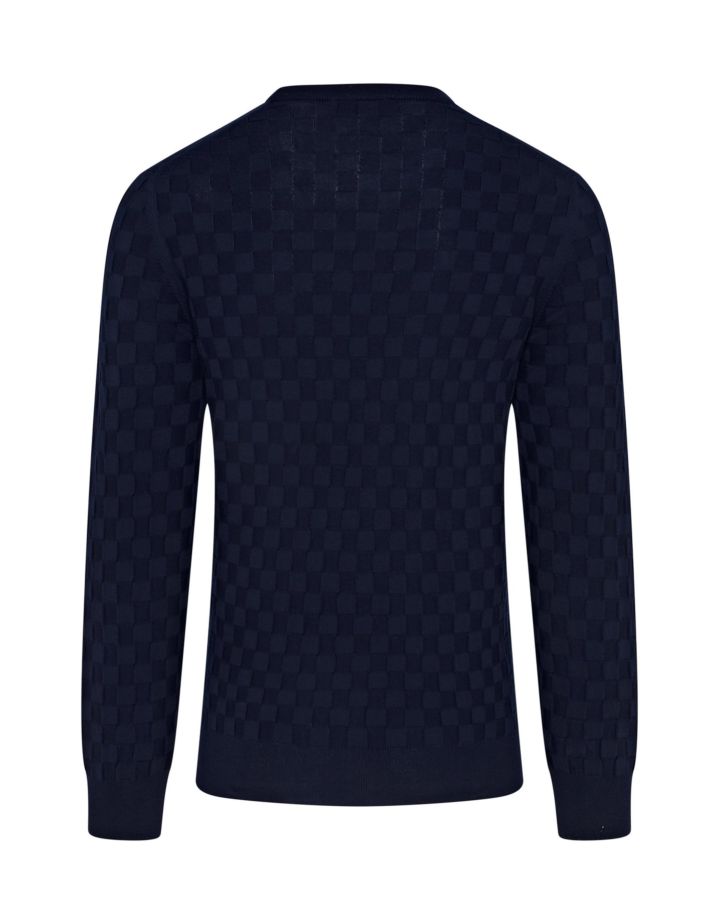 Long Sleeve Check Knit Jumper (Navy)