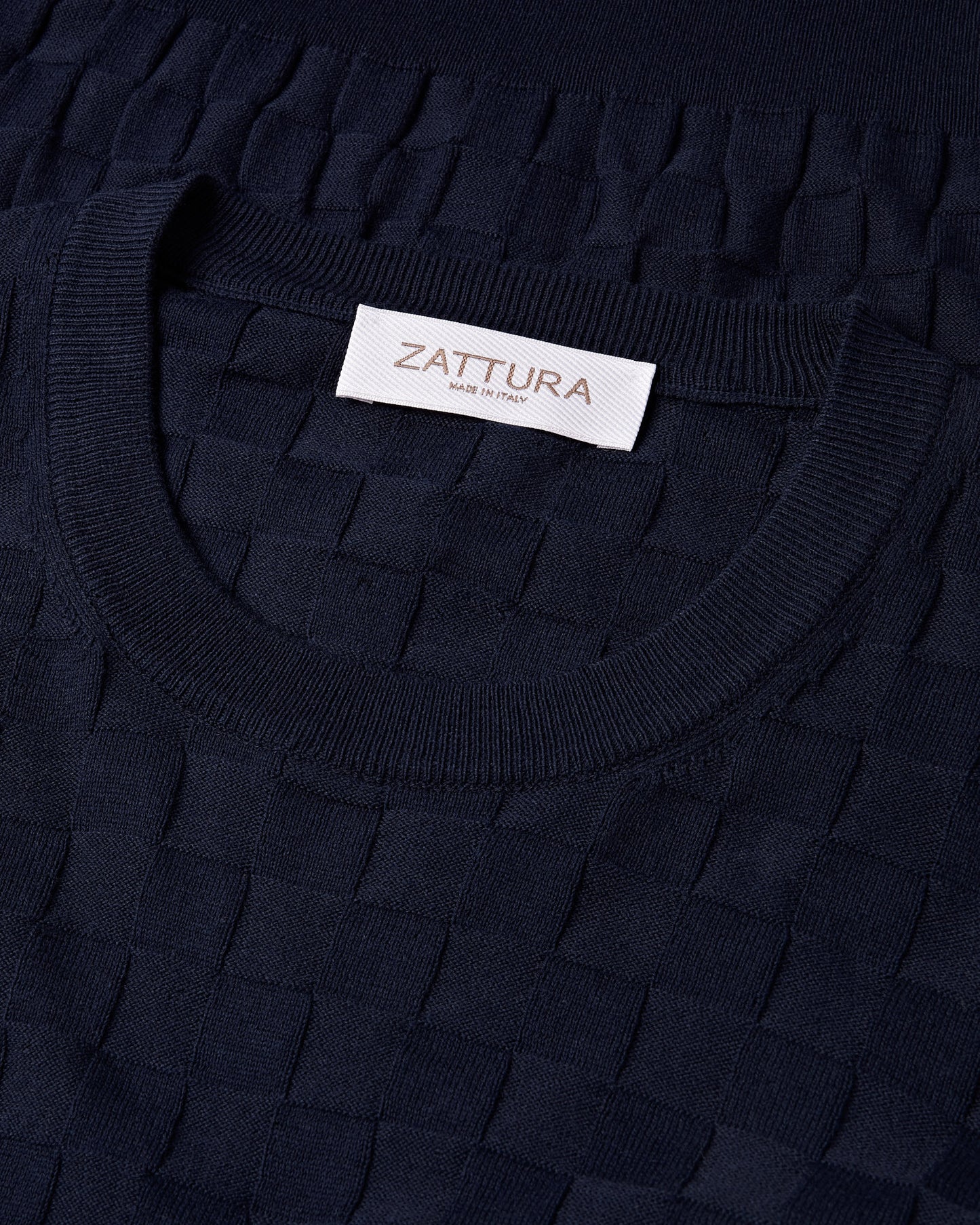 Long Sleeve Check Knit Jumper (Navy)
