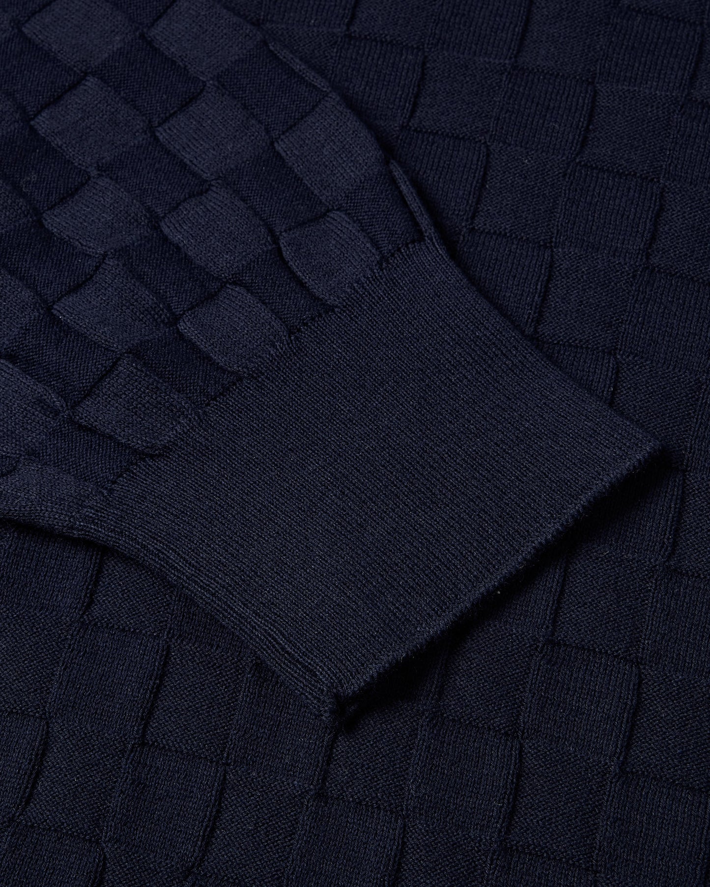 Long Sleeve Check Knit Jumper (Navy)