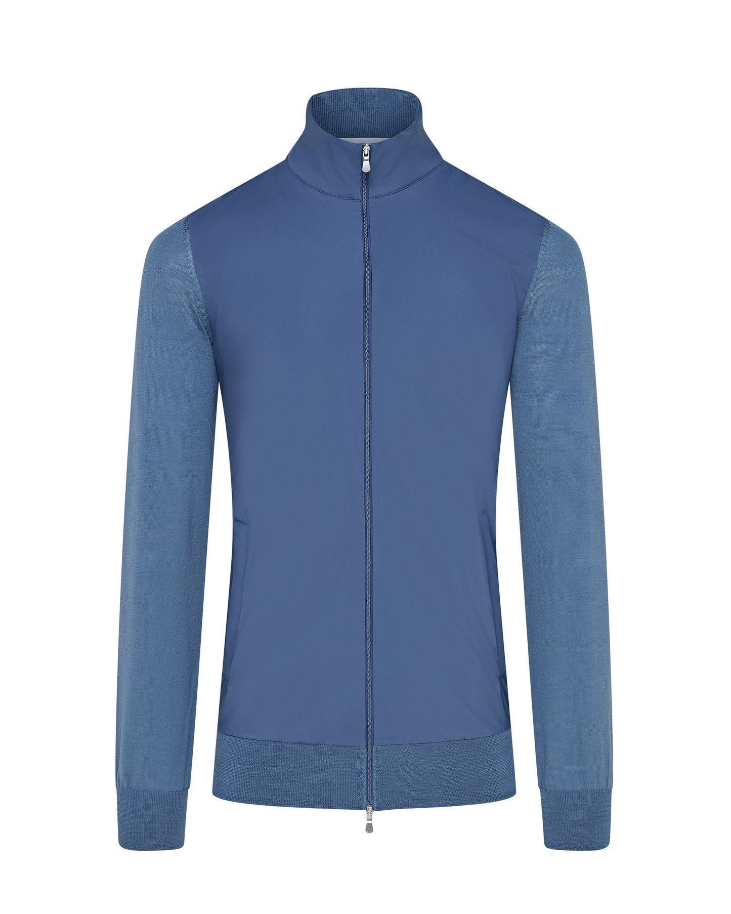 Tech & Knitted Full Zip Lightweight Jacket (Petrol Blue)