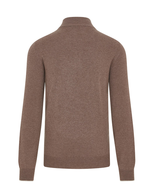 Concealed Quarter Zip Jumper (Light Brown)