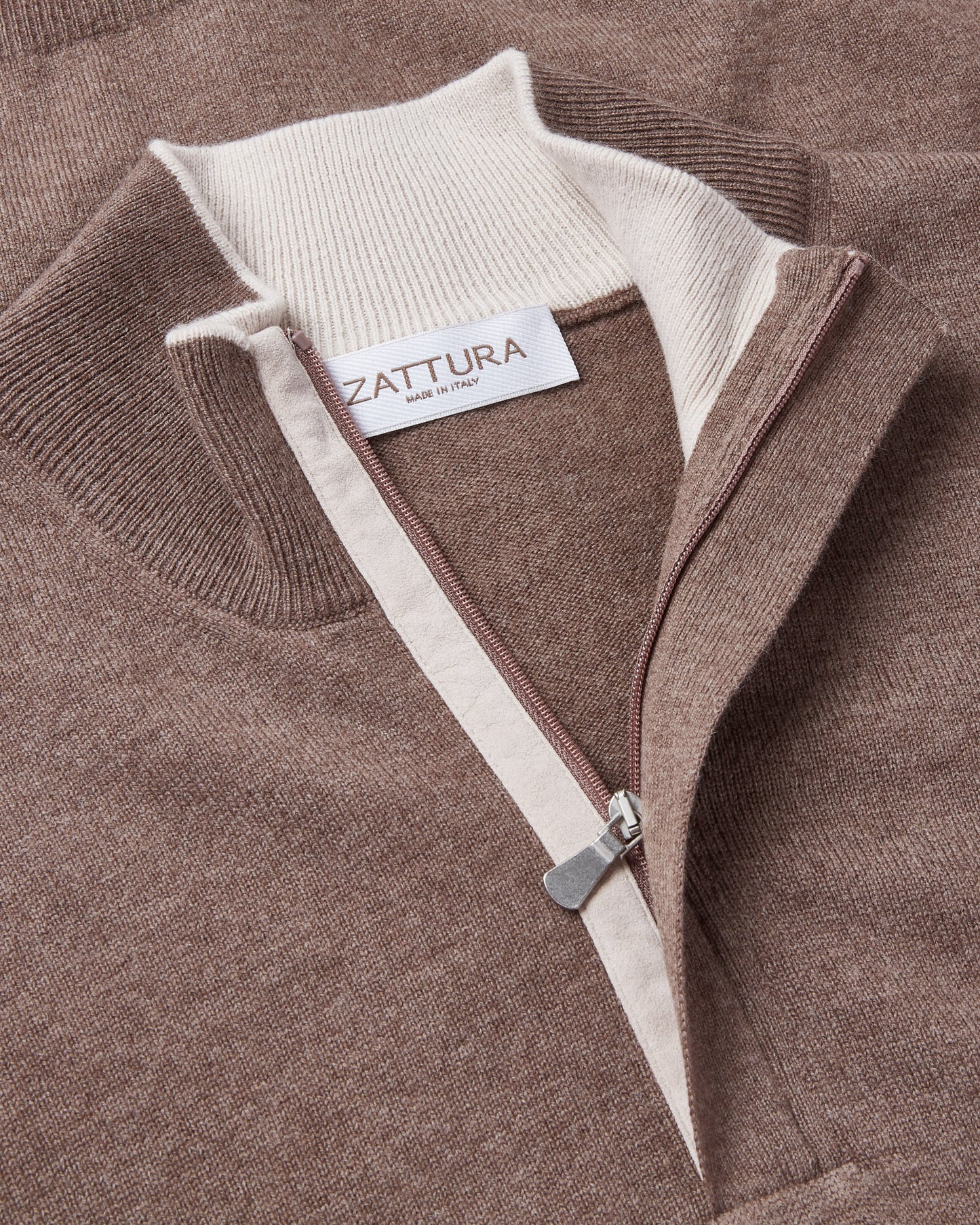 Concealed Quarter Zip Jumper (Light Brown)