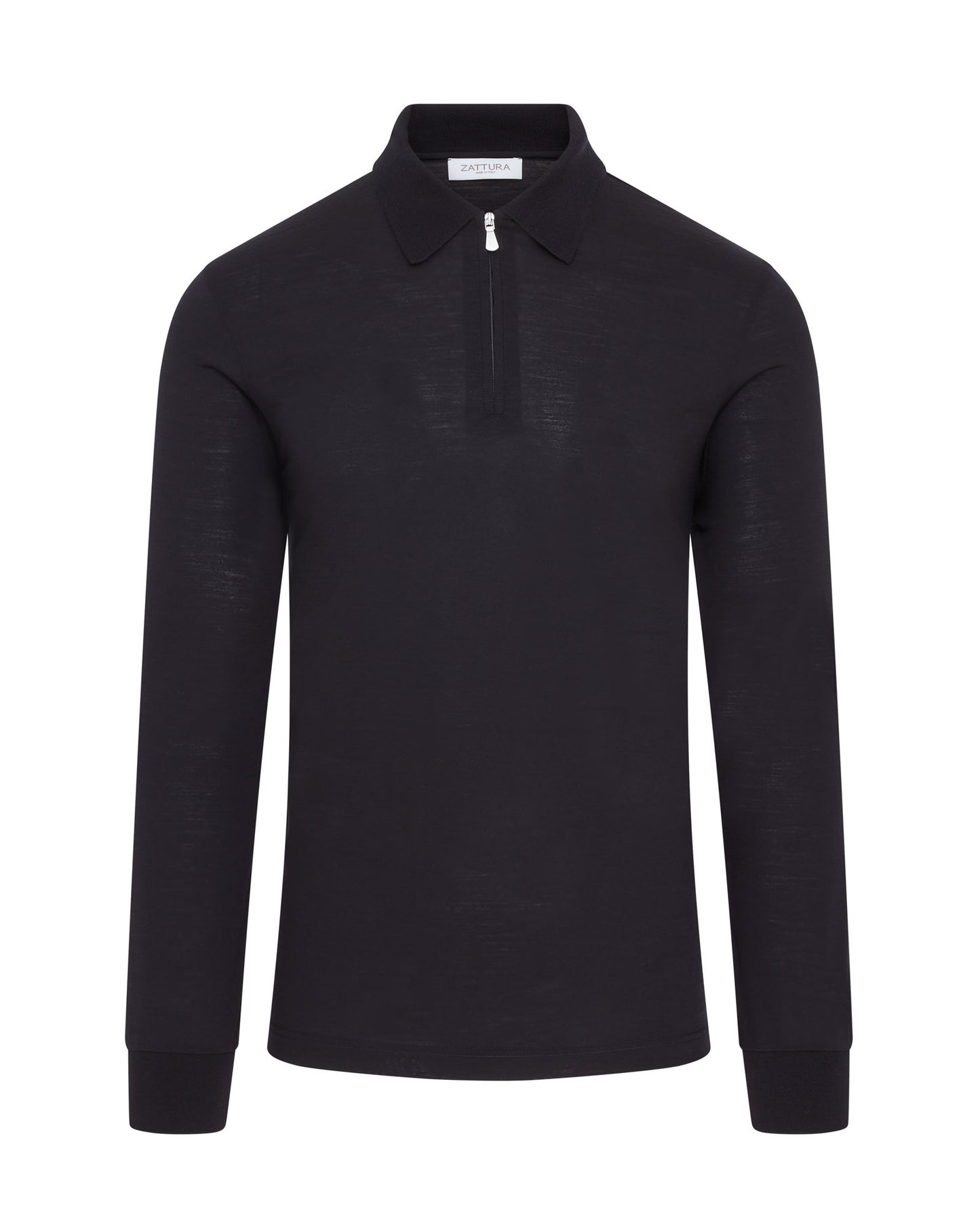 Long Sleeve Techwool Zip Polo (Navy)