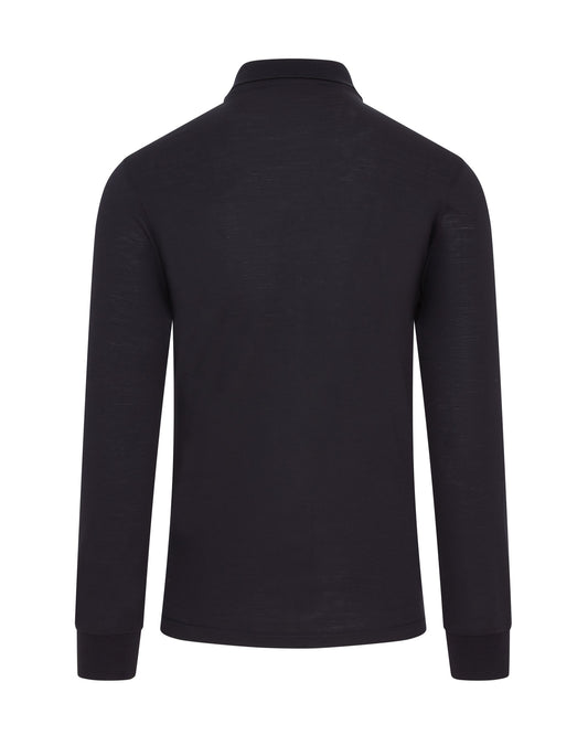 Long Sleeve Techwool Zip Polo (Navy)