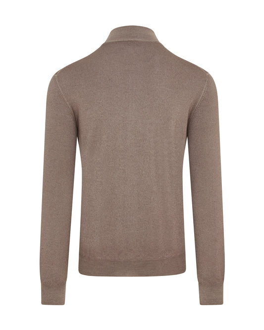 Full Zip Garment Dyed Cardigan (Taupe Brown)