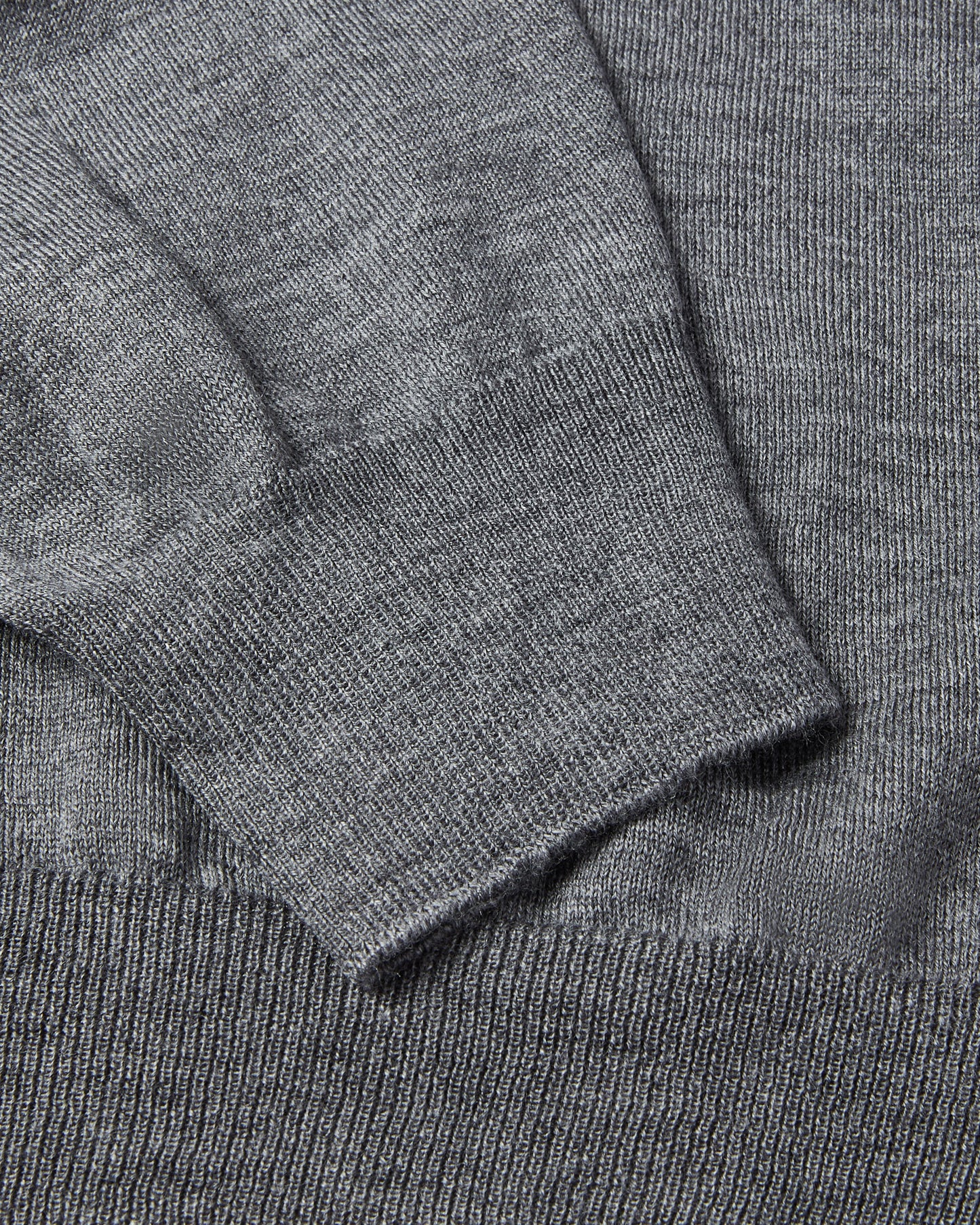 Long Sleeve Silk/Wool Contrast Zip Polo (Grey Marl)