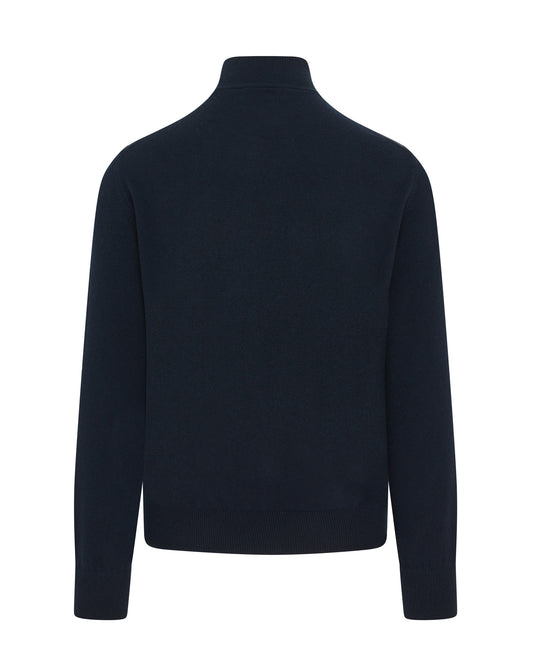Button Alcantara & Knitted Bomber Jacket (Navy)