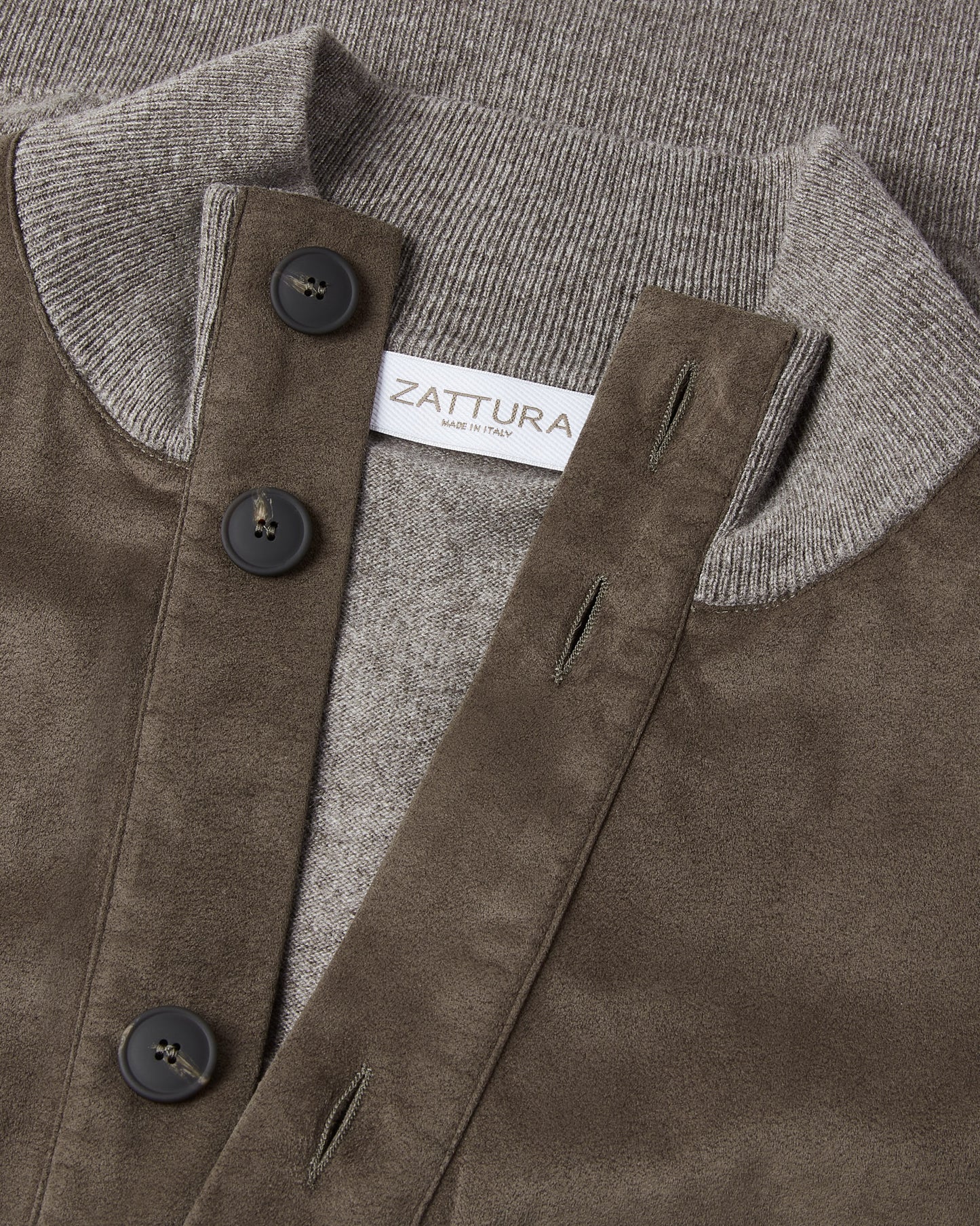 Button Alcantara & Knitted Bomber Jacket (Light Beige)