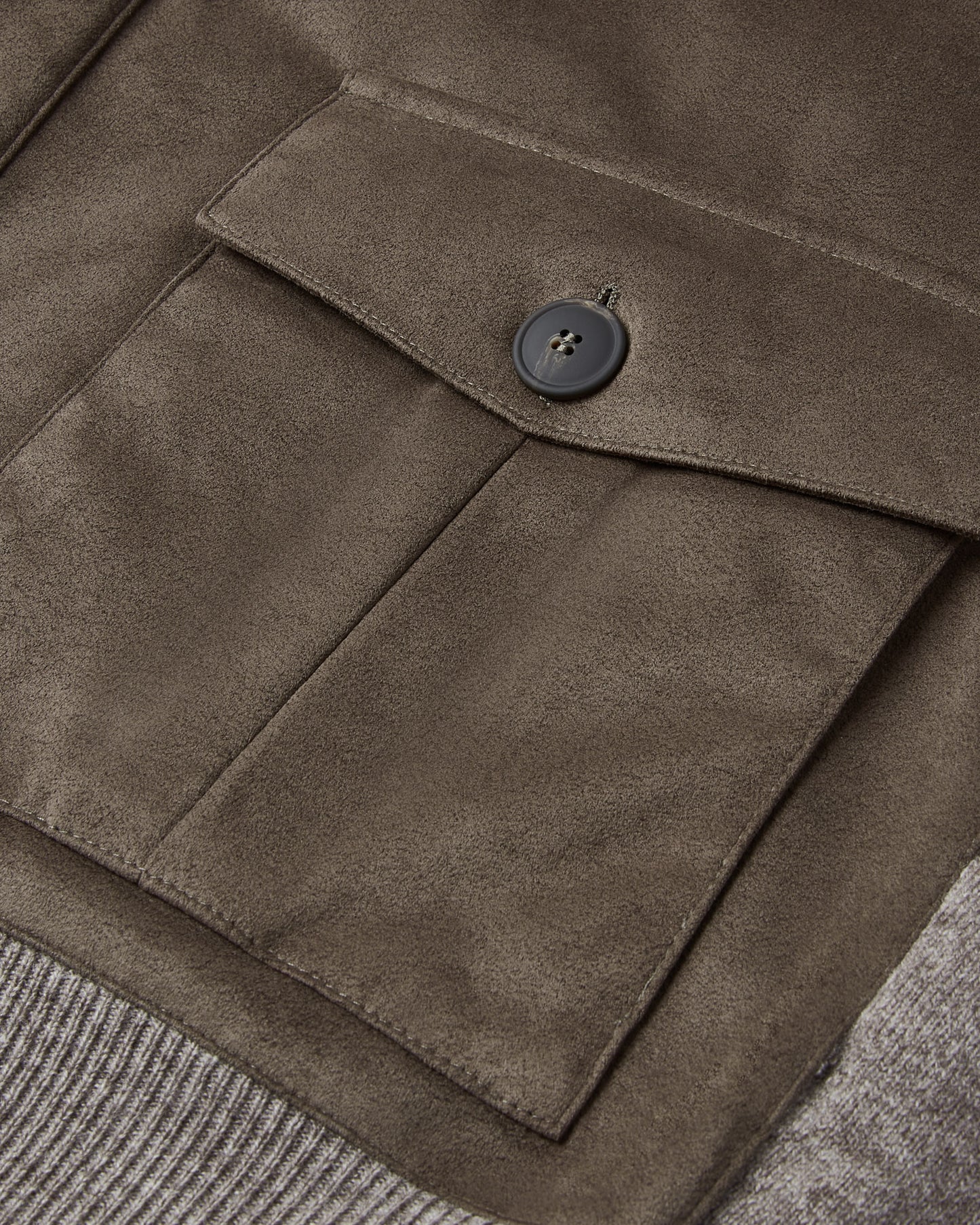 Button Alcantara & Knitted Bomber Jacket (Light Beige)