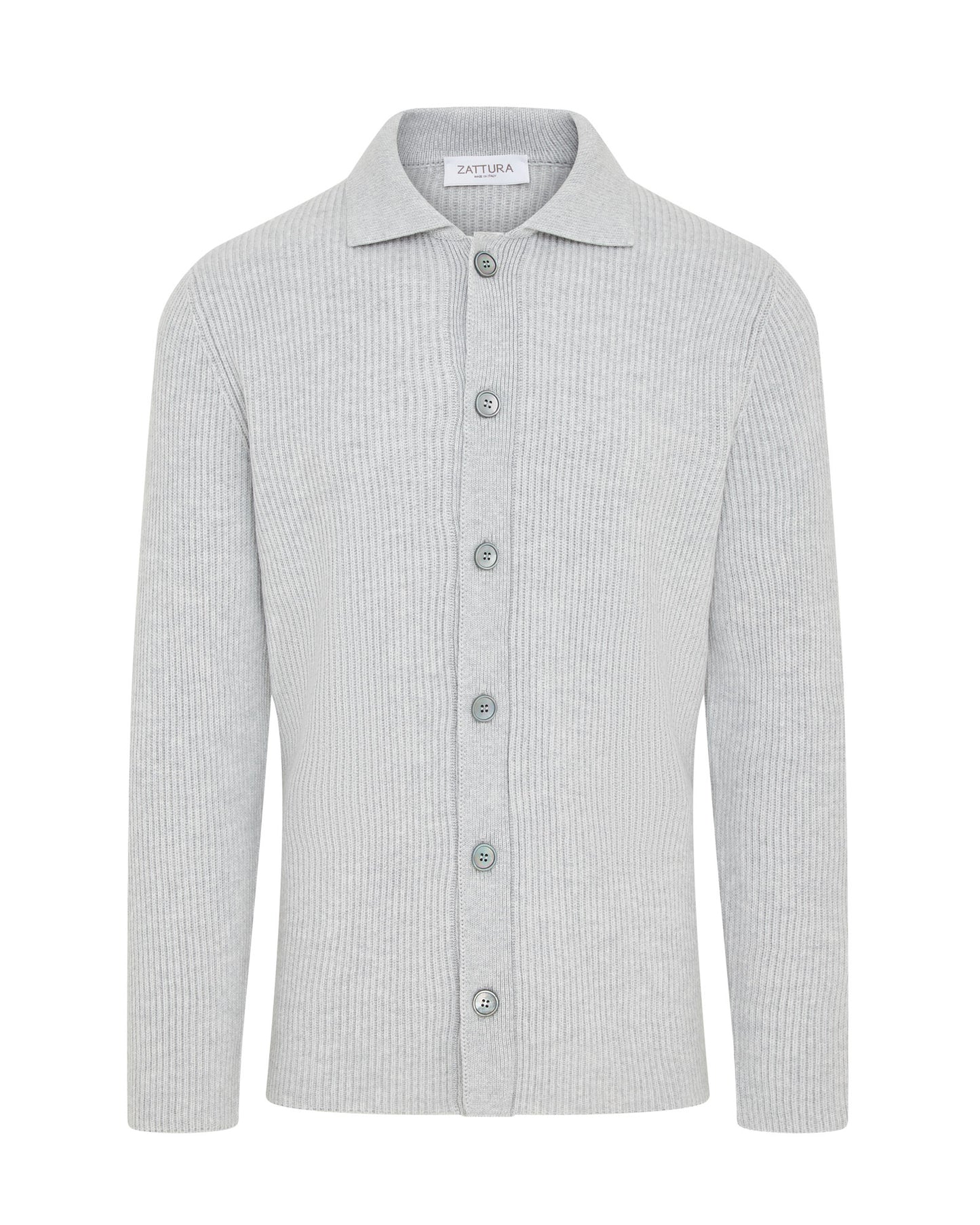 Chunky Knit Button Overshirt (Grey)