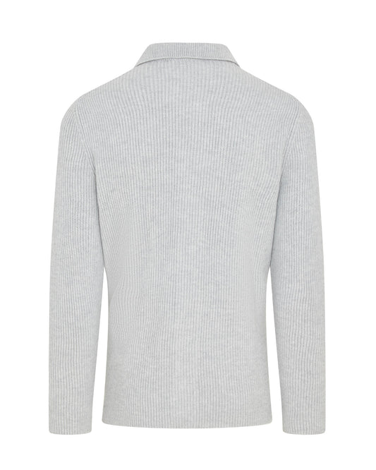 Chunky Knit Button Overshirt (Grey)