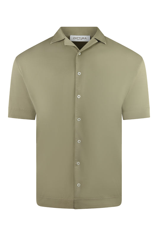 Zattura Relaxed Fit Short Sleeve Cuban Shirt (Khaki)