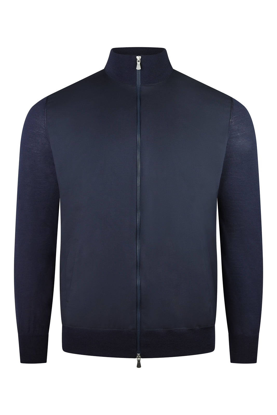 Zattura Wool Front Hybrid Zip Jacket (Navy)