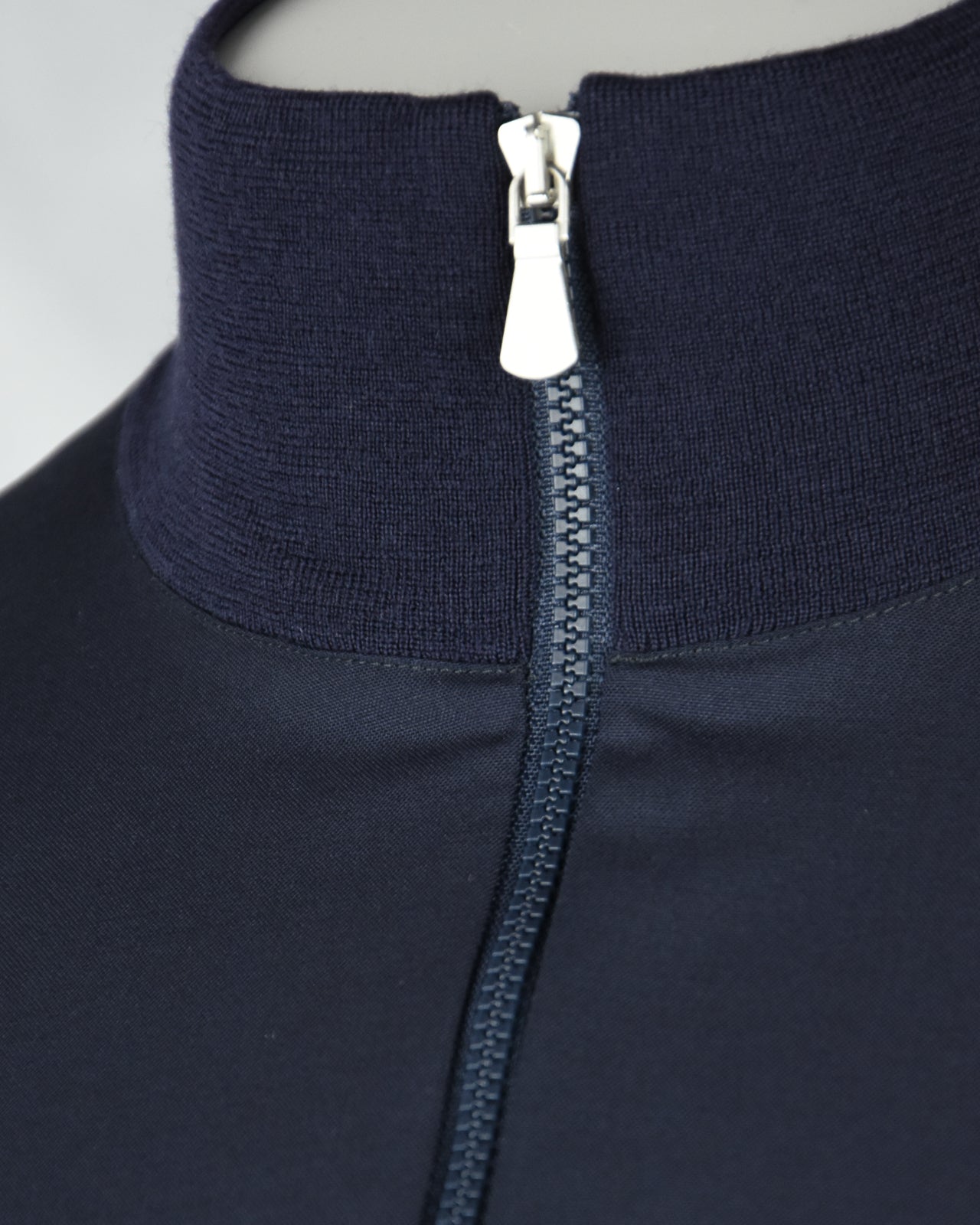 Zattura Wool Front Hybrid Zip Jacket (Navy)