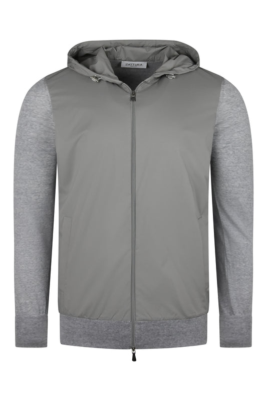 Zattura Tech Hybrid Zip Hooded Jacket (Light Grey)