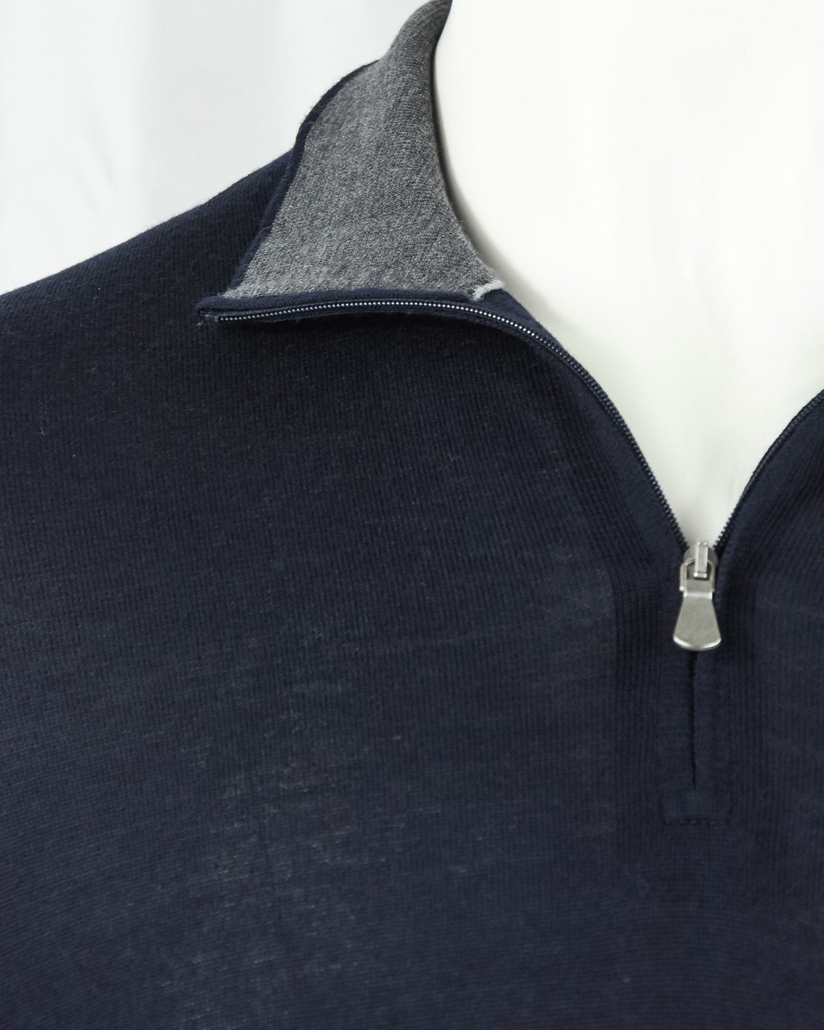 Zattura Superfine Loro Piana Merino Wool Quarter Zip Jumper (Navy)