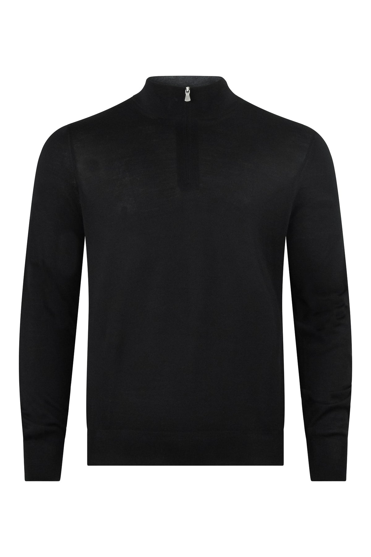 Zattura Superfine Loro Piana Merino Wool Quarter Zip Jumper (Black)