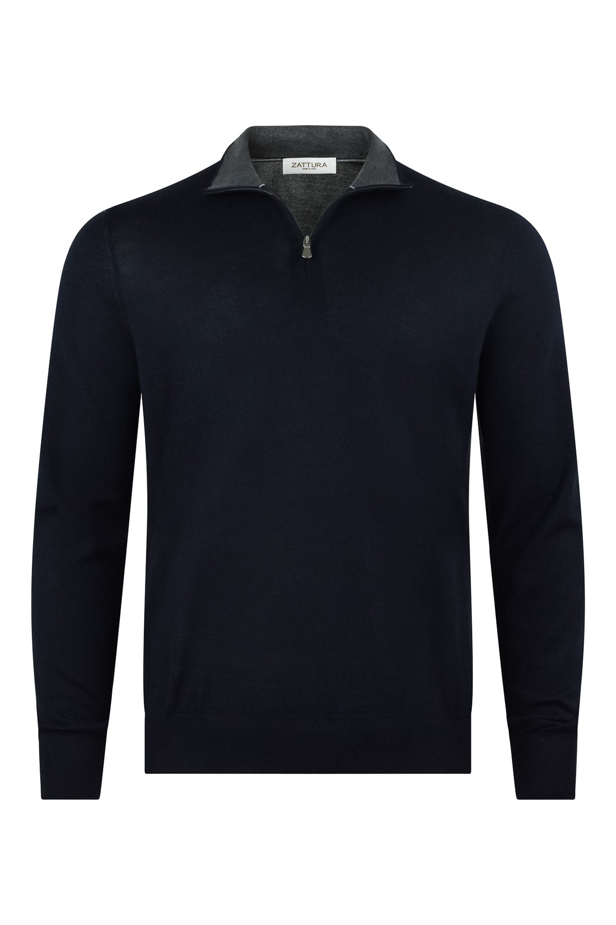 Zattura Superfine Loro Piana Merino Wool Quarter Zip Jumper (Black)