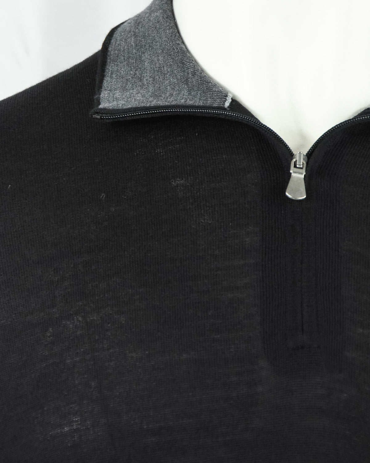 Zattura Superfine Loro Piana Merino Wool Quarter Zip Jumper (Black)