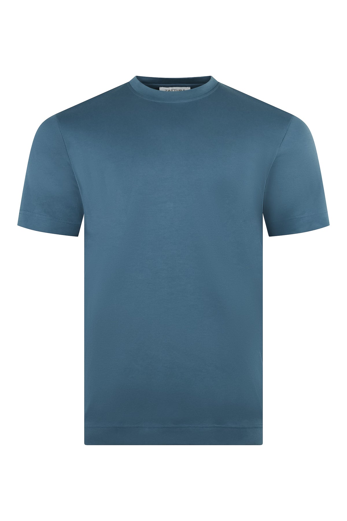 Zattura Supima Cotton Short Sleeve High Collar T-shirt (Sky Blue)