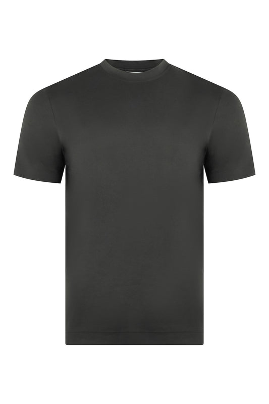 Zattura Supima Cotton Short Sleeve High Collar T-shirt (Dark Taupe)