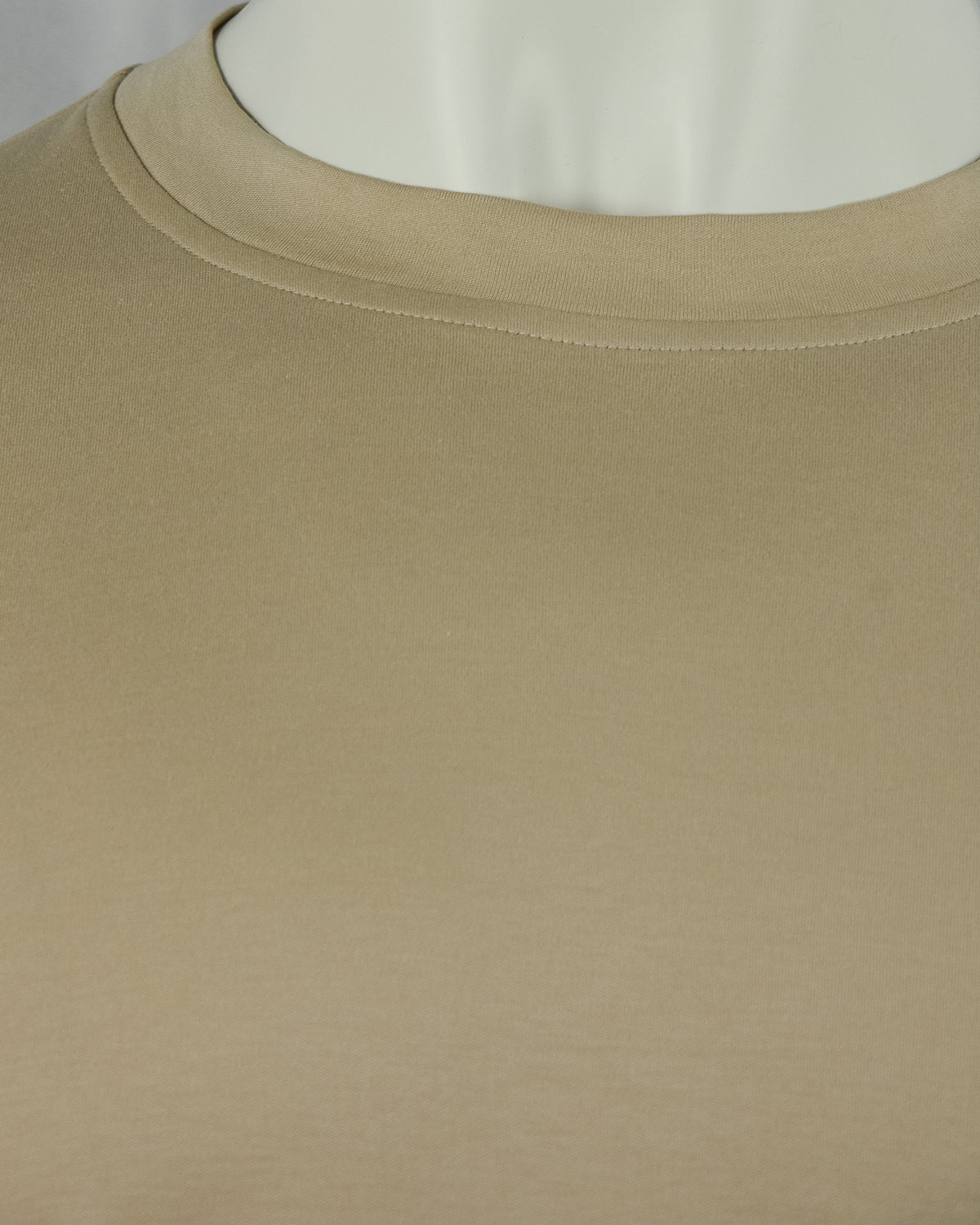 Zattura Supima Cotton Short Sleeve High Collar T-shirt (Sand)