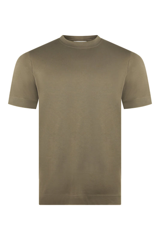 Zattura Supima Cotton Short Sleeve High Collar T-shirt (Taupe)
