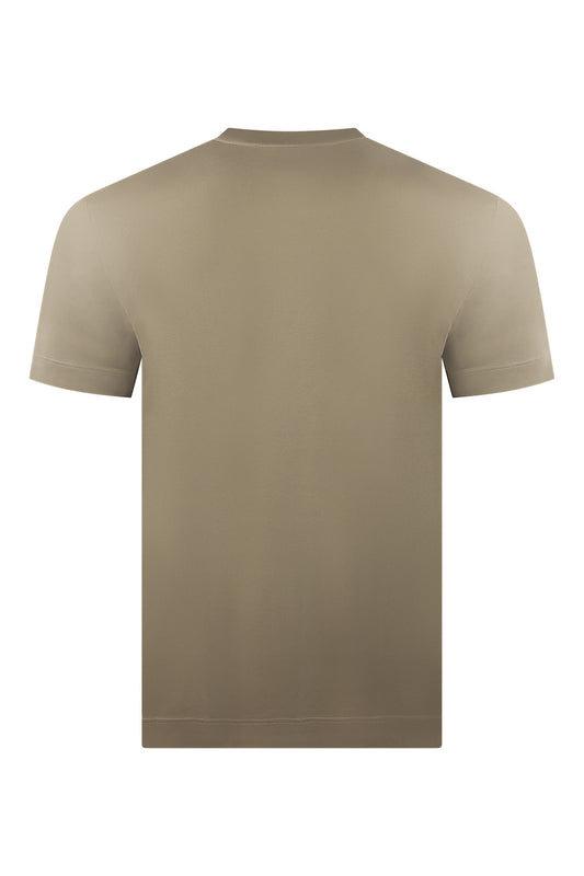 Zattura Supima Cotton Short Sleeve High Collar T-shirt (Taupe)