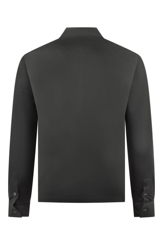 Zattura Supima Cotton Long Sleeve Zip Polo (Dark Taupe)