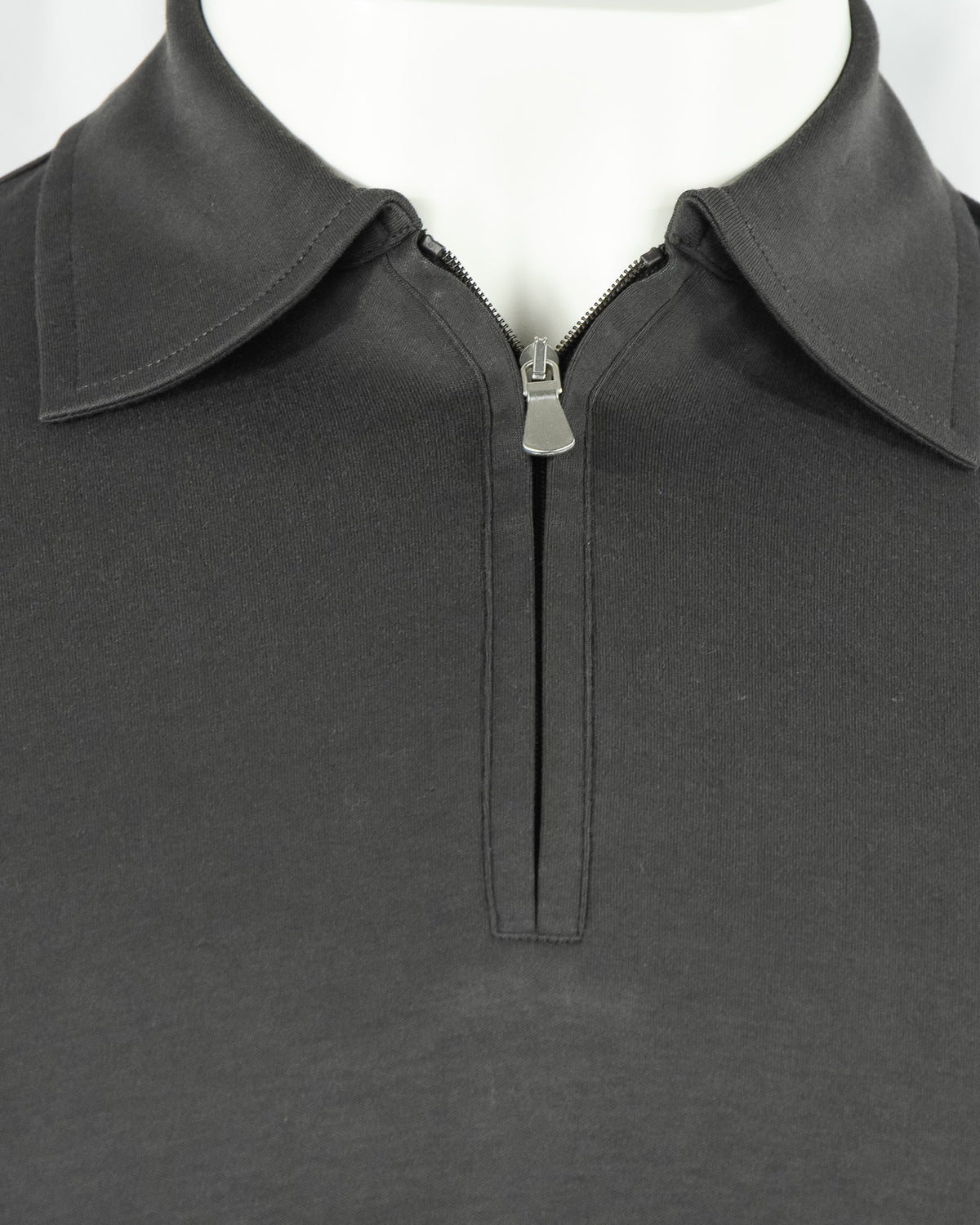 Zattura Supima Cotton Long Sleeve Zip Polo (Dark Taupe)