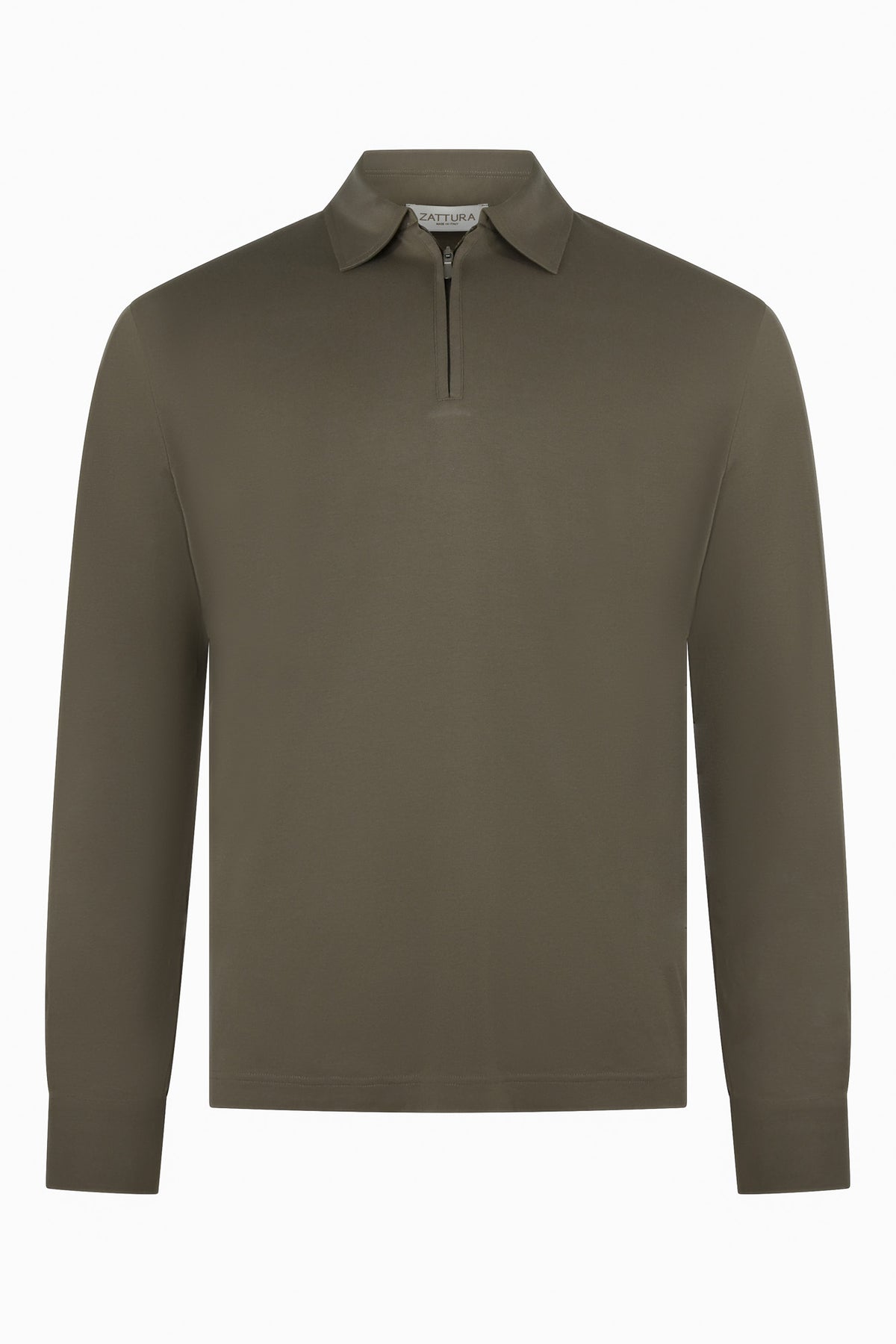 Zattura Supima Cotton Long Sleeve Zip Polo (Taupe)