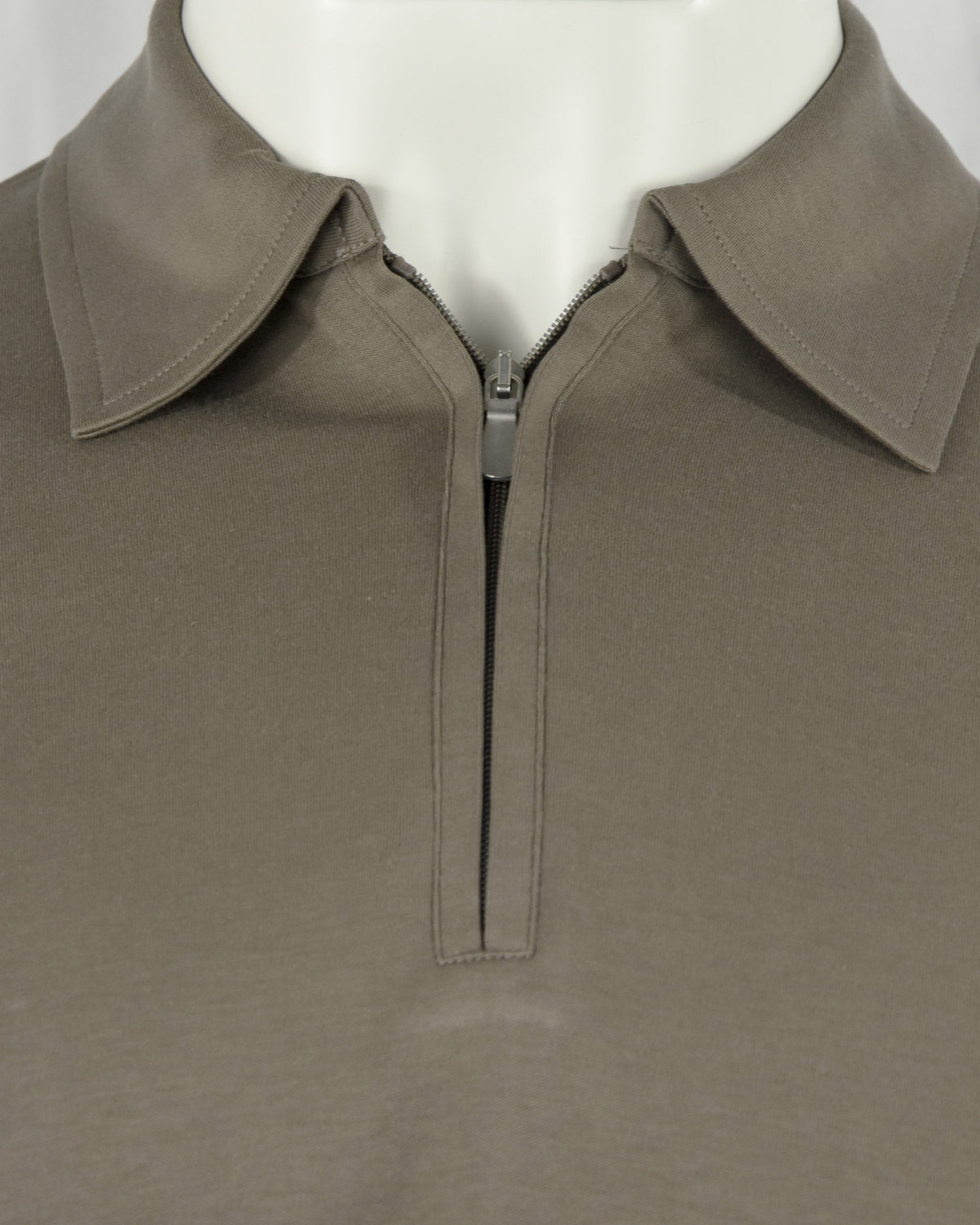 Zattura Supima Cotton Long Sleeve Zip Polo (Taupe)