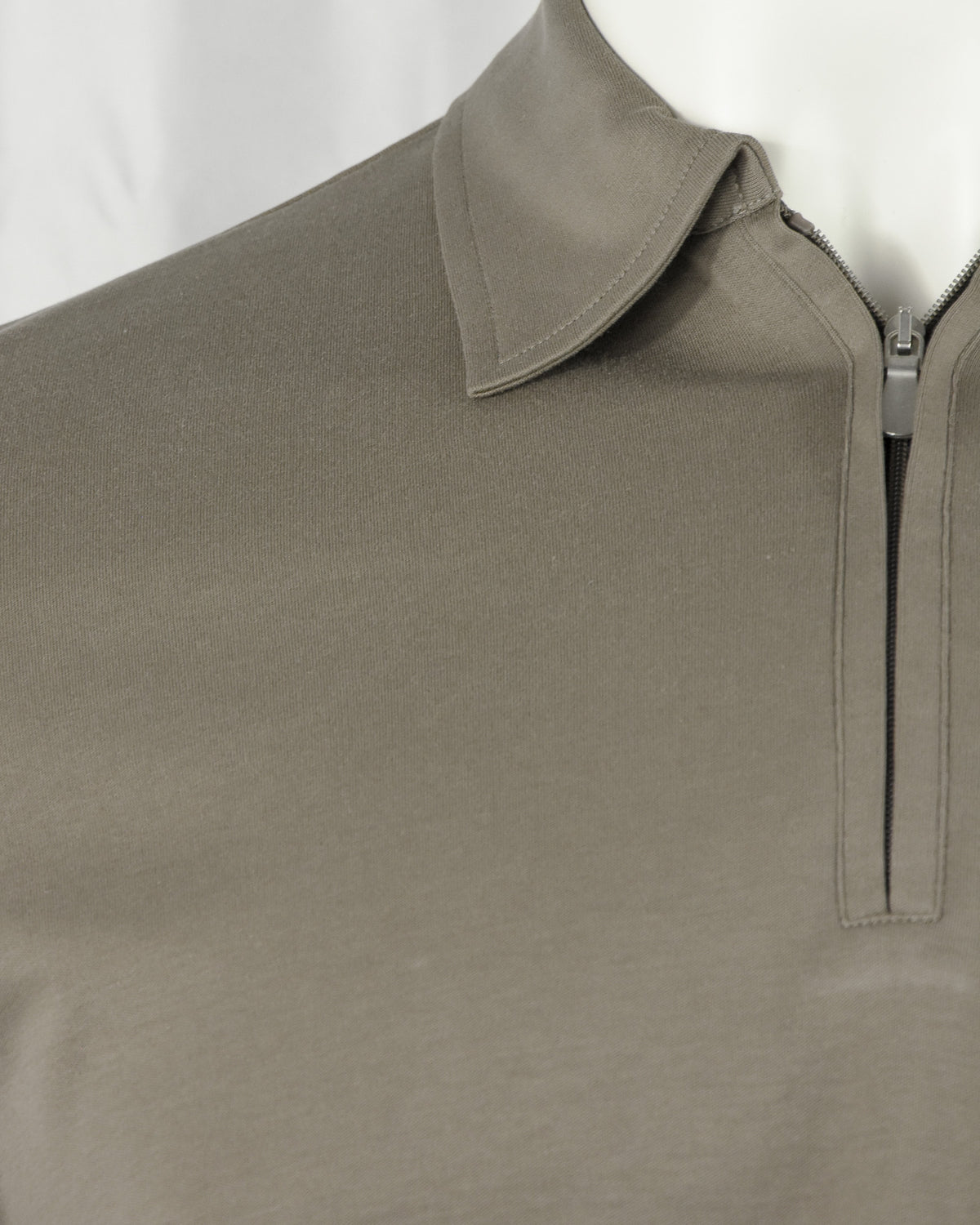 Zattura Supima Cotton Long Sleeve Zip Polo (Taupe)