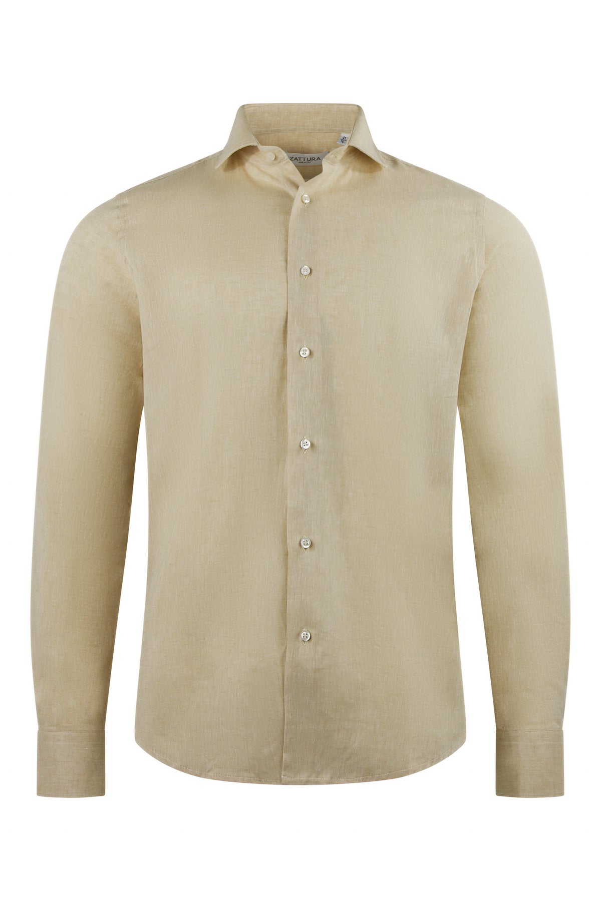 Zattura Cotton & Linen Long Sleeve Shirt (Beige)