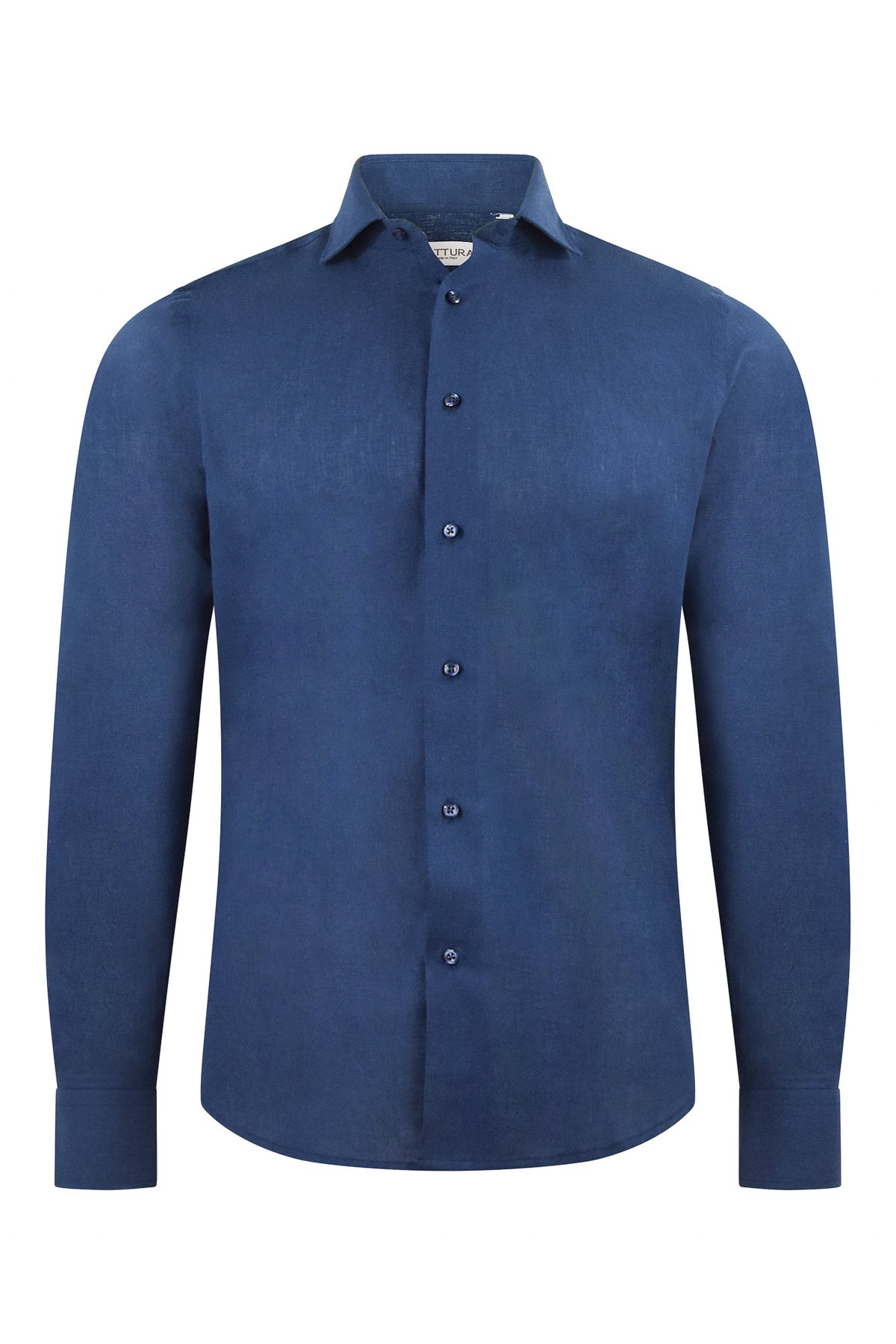 Zattura Cotton & Linen Long Sleeve Shirt (Blue)