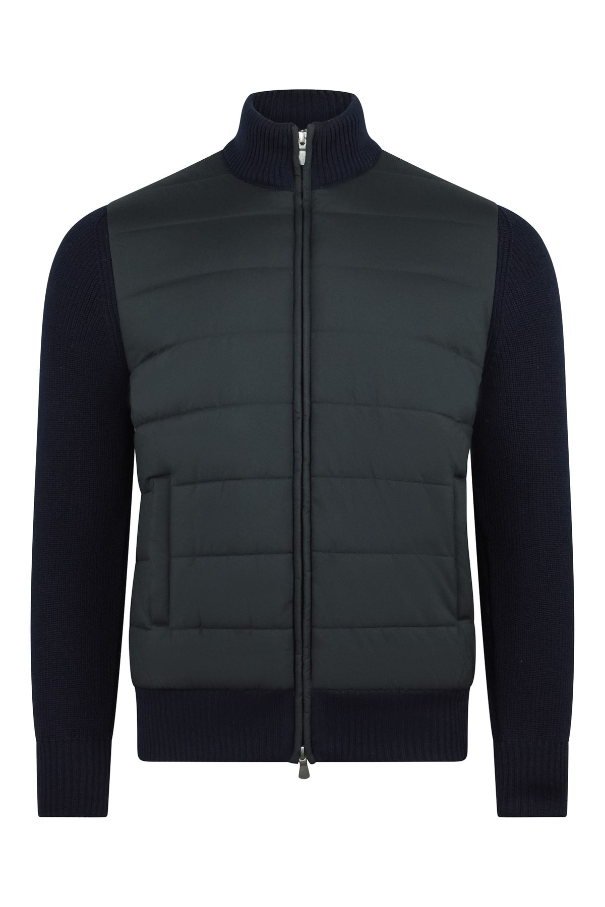 Zattura Knitted & Tech Quilted Hybrid Jacket (Navy)